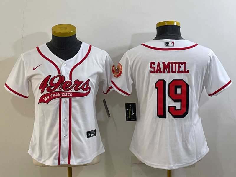 Womens San Francisco 49ers #19 Deebo Samuel White Color Rush With Patch Cool Base Stitched Baseball Jersey